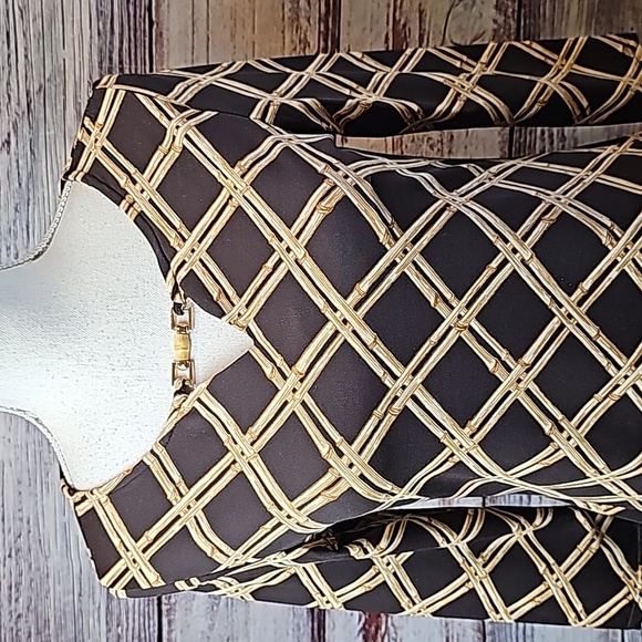 NWT CHARTER CLUB 3/4 SLEEVE BAMBOO PRINT KEYHOLE BEADED PULLOVER TOP - Picture 2 of 13